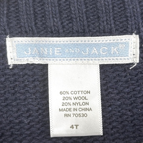 Janie & Jack Striped Wool Blend Full Zip Sweater Kids Size 4T - Picture 2 of 6